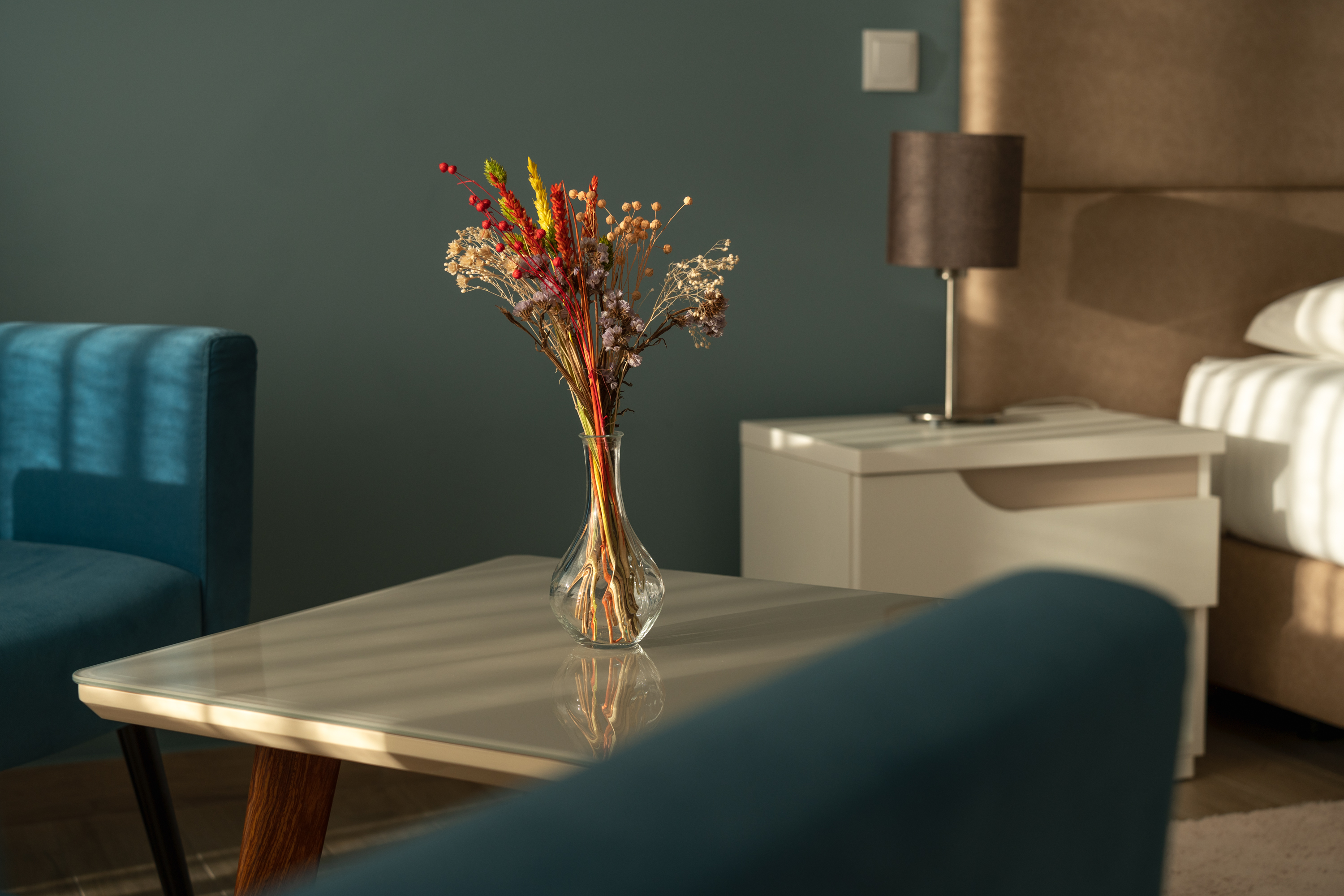 Counter with flowers